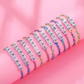 Customized Friendship Kids Bracelet Handmade Colorful Rainbow Cording Plastic Initial Letters Bracelets for Children