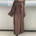 S-XXL 2-piece Set Dress With Belt Dubai Muslim Women's Clothing Robe Suit