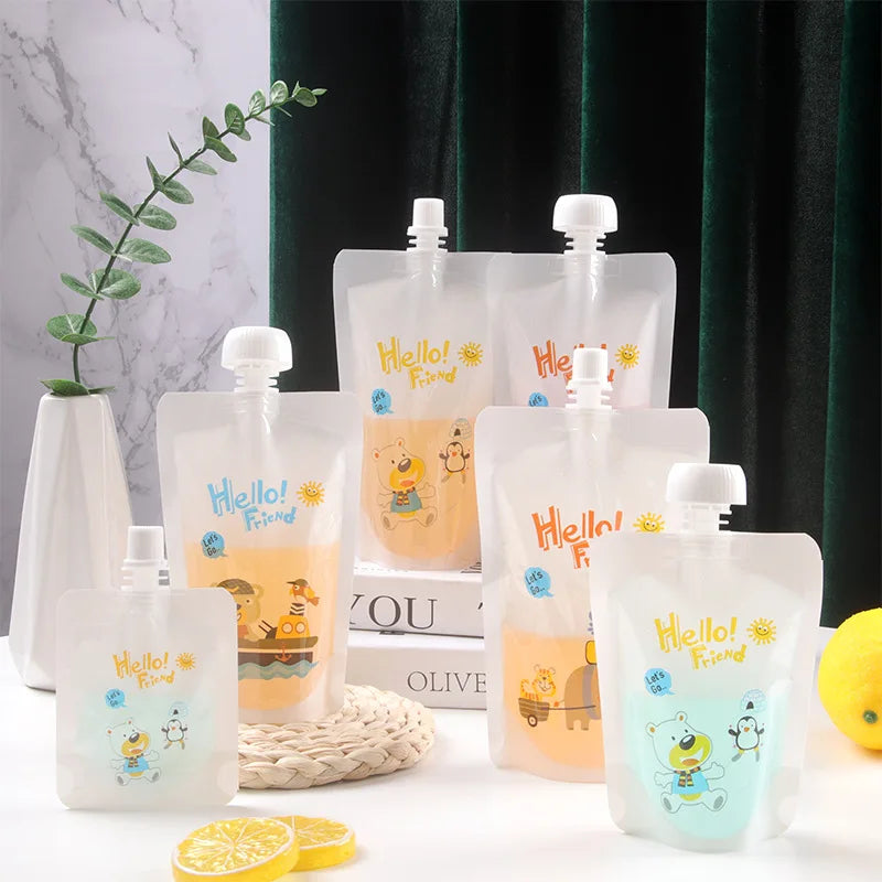 Your Own logo Foldable Water Bag Drink Spout Pouch Liquid Juice Packaging