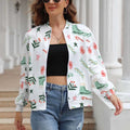 Print on Demand Women's Bomber Jacket Zipper up Sublimated Printing Jacket Baseball Women Clothes Coat Blank Varsity Jacket