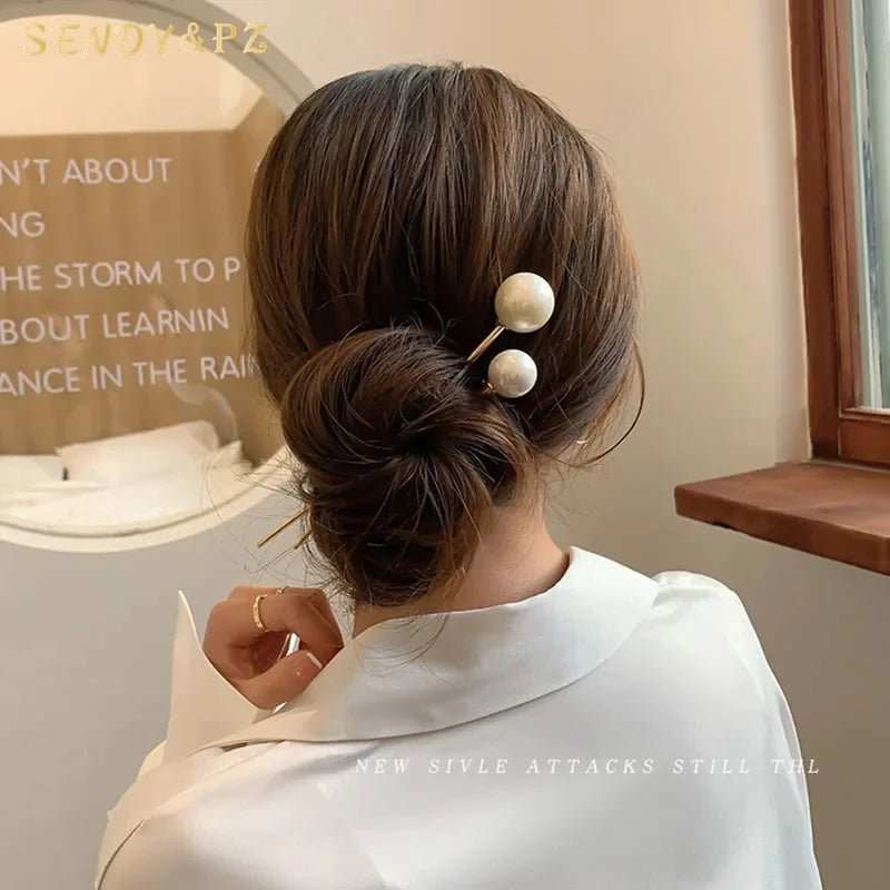 Fashion Women  Pearl Hairpins Metal Hair Barrette Clip Wedding Bridal Tiara Hair Accessories Wedding Hairstyle Design Tools