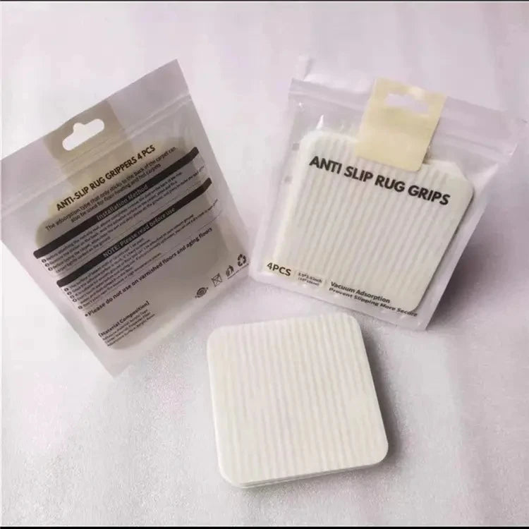 4 Pcs Rug Tapes Non Slip Rug Grippers Double-Sided Pads Strong Adhesive Carpet Tape Pad for Hardwood Floors&Tiles