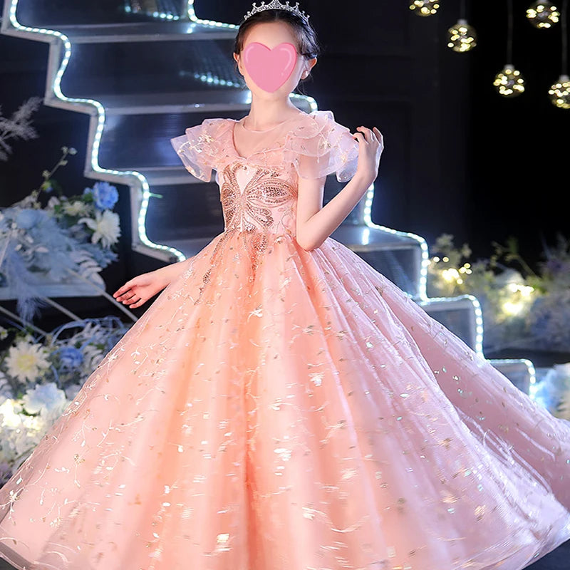 Lace Beaded Formal Evening Dress Wedding Princess Flower Children's Princess Dresses