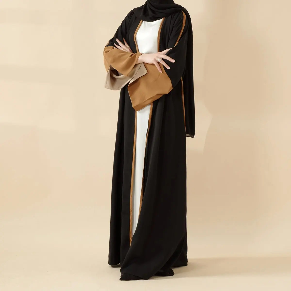 Modest Women Islamic MAXI Length Polyester Long Sleeve Plus Size Custom Designed Pleated Abaya Dress