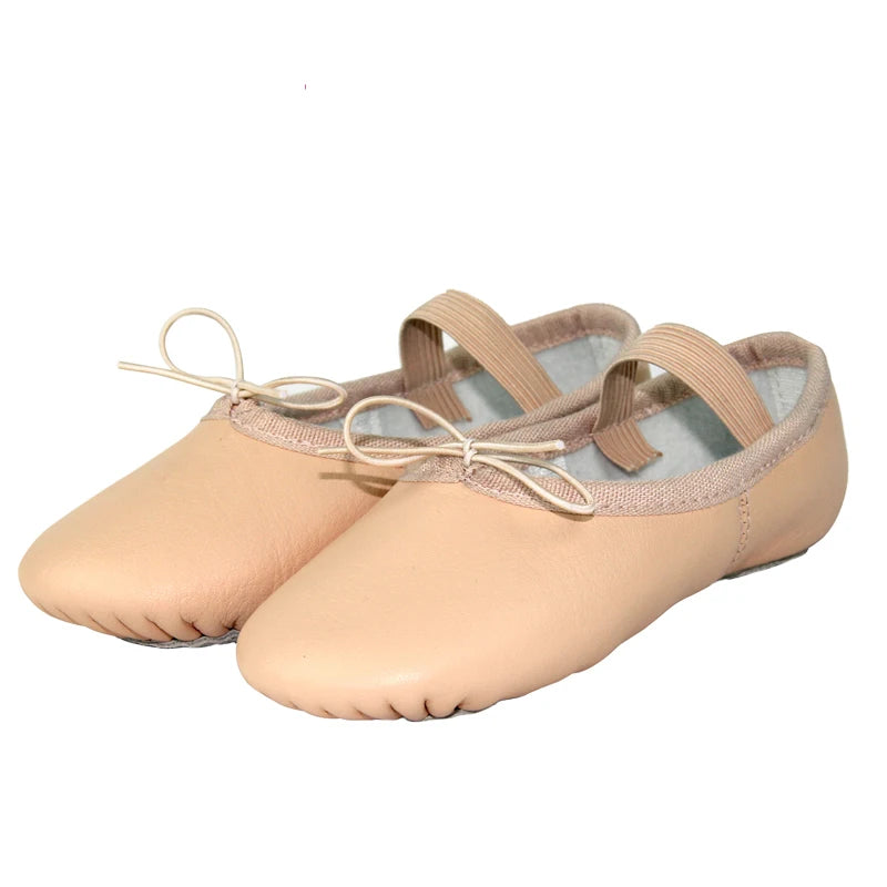 Wholesale OEM Soft Full Sole Elastic Cow Leather Dance Ballet Shoes Dance for Girl and Women