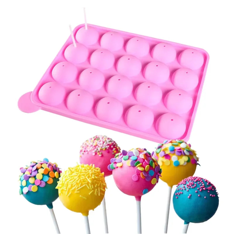 20-cavity Silicone Lollipop Mold Cupcake Silicone Cake Pop Molds Great for Hard Candy and Party Custom Logo Ball Silicone Moulds