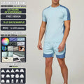 Customize Wholesale Reflective  Polyester Spandex Lightweight Stretchy Fabric 2 Pieces Suit Men T Shirt Shorts Set