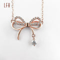 Bowknot Shape Girl Pendant Necklace Trendy Clavlcle Chain Necklace Exquisite Statement Necklace Au750 Gold 18k Real