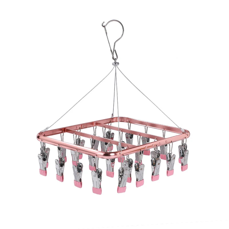 Wholesale Multiple Usage Stainless Steel Cloth Hanger  Aluminum 26 Clothespins Clothes Hangers for Socks