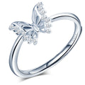 Exquisite 925 Sterling Silver Butterfly Ring Fashion High Ornament Adjustable Opening for Weddings Parties by Joyas Coreanas