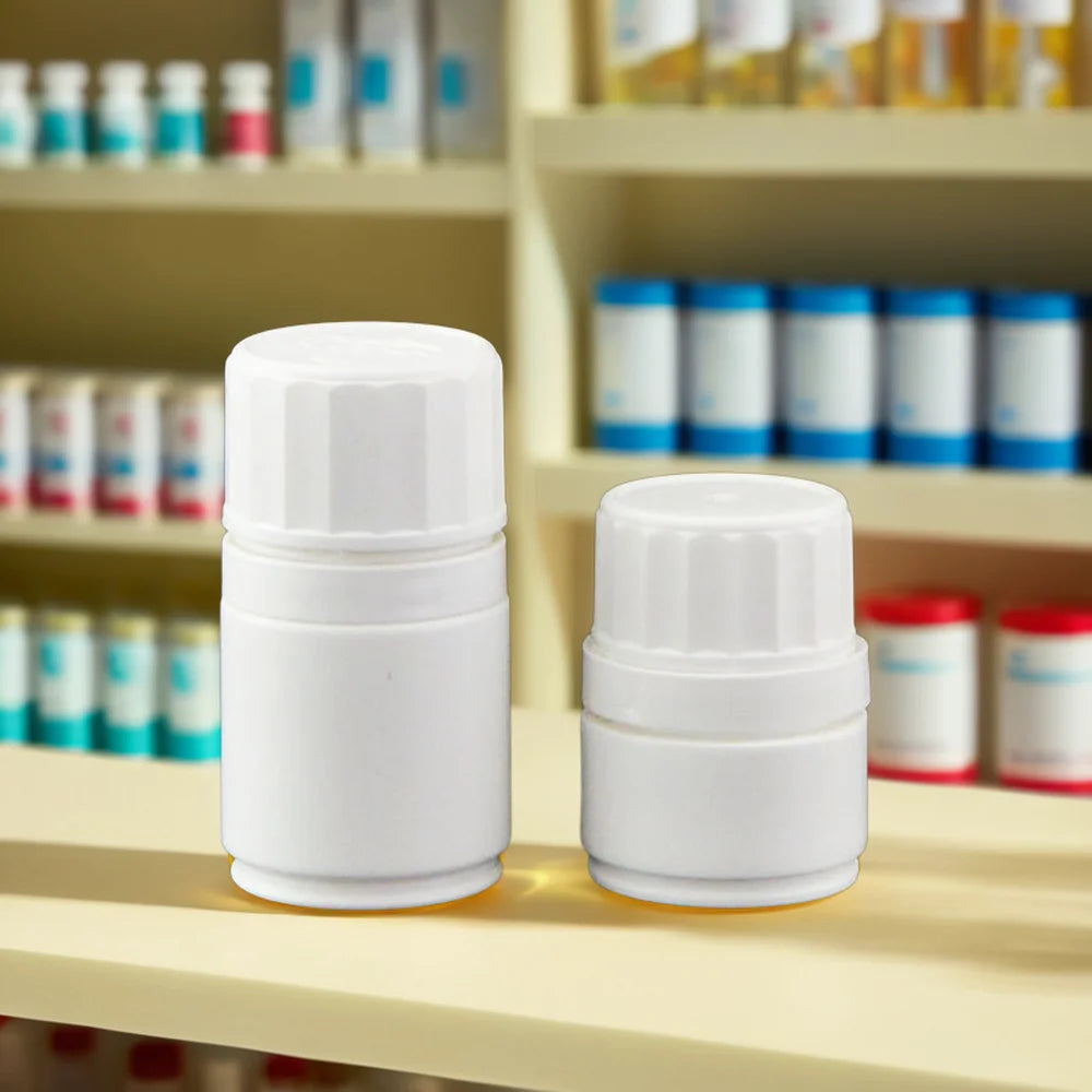 High Quality HDPE Effervescent Bottle 30ml & 20ml Desiccant Tablet Screw Cap for Medicine Industry with Logo Printing