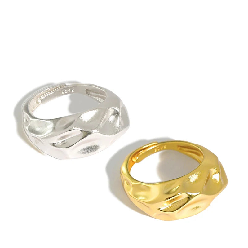 INS Fashionable Irregular Concave Convex S925 Sterling Silver Ring for Women Sale Irregular Uneven 925 Sterling Silver Ring MegaBDM