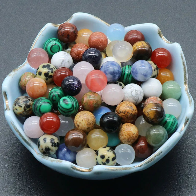 8mm Natural Crystal Agate Beads Non-Hole Semi-Precious Stone DIY Jewelry Inlay Materials Loose Nature Crystal Spheres