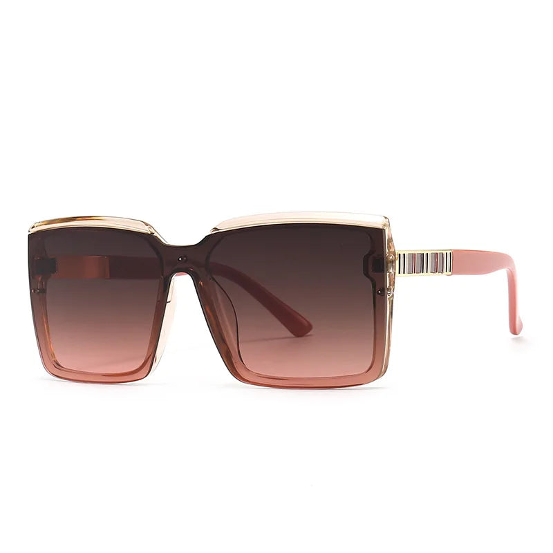 Retro Trend Flat Top Oversized Sunglasses Women Steampunk Square Sun Glasses Men Uv400 Driving Shades Gradient Eyewear