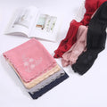 Wholesale Custom Printed Big Lace Edge Muslim Women Long Shawl Wrap Headscarf Plain Premium Heavy Rhinestone Chiffon Hijab Scarf