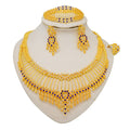 24K Gold Plated Dubai Jewelry Sets Conjuntos De Joyas Necklace Earring Ring Bracelet African Wedding Bridal 4pcs Set