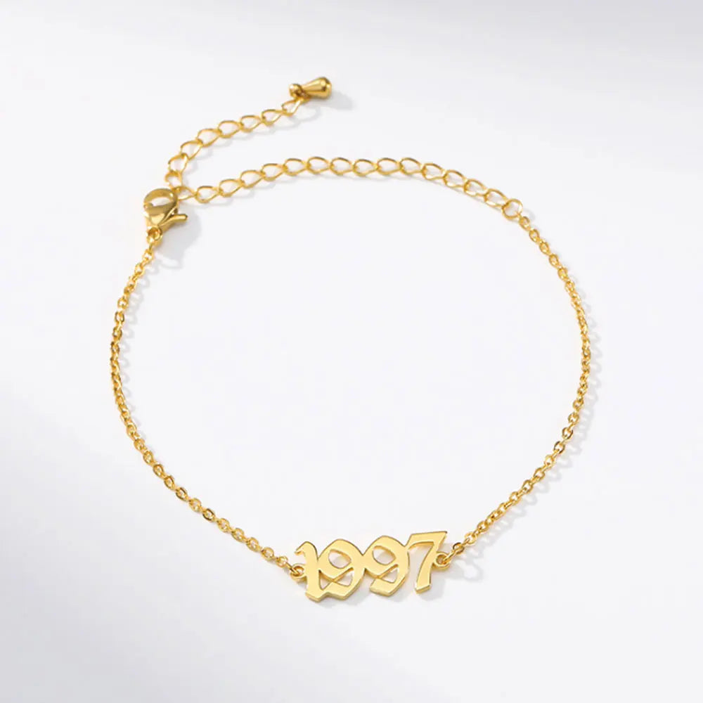 Wholesale Fashion 18k Gold Plated Stainless Year Numbers Charm Bracelet Jewelry for Women China Manufacturer Supplier