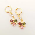Vintage Flower Earrings Diamond Clover Colorful Brass Copper Earings Jewelry Women Zircon Gold Plated Earrings
