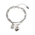 Couple love Letter Double-layer Bracelet Female Ins Niche Design Thai Silver Retro Light Luxury Jewelry