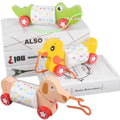 Starting Point Cartoon Animals Drag Pull Push Wooden Digital Tractor Educational Mathematics Toy for Kids Ages 2-8 Unisex