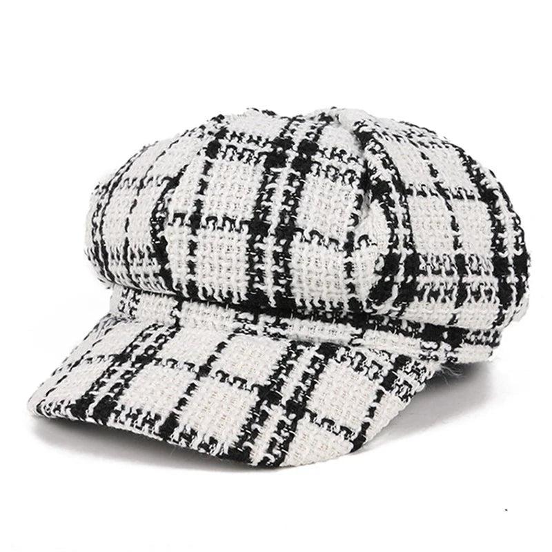 Women's Newsboy Berets Hats Fall Winter Beret Tweed Girls Paperboy Cap