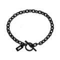 6mm  Black Stainless Steel Chunky Cable Chain Bracelet With Custom Logo Tag Men's Jewelry