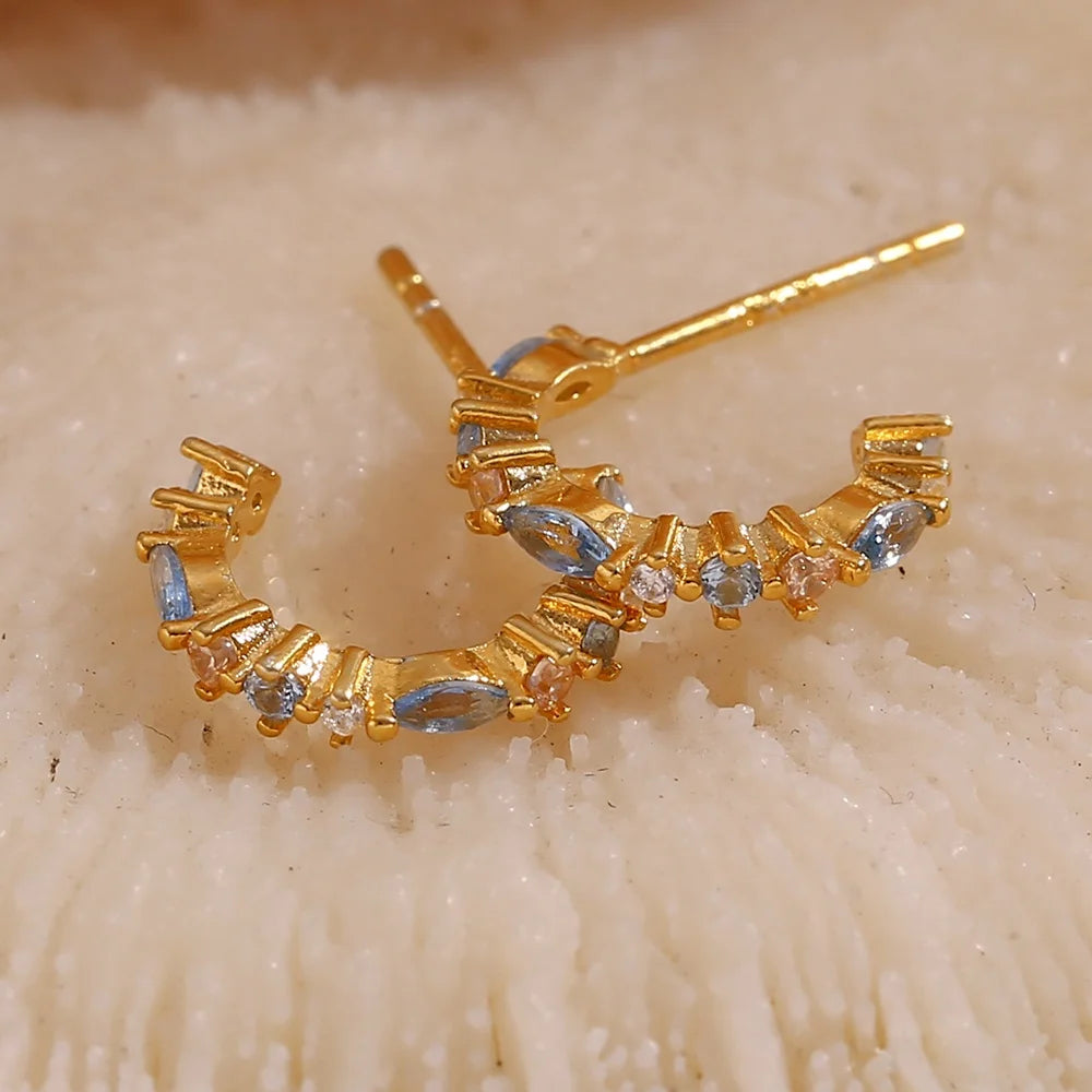Exquisite Shining 925 Silver Jewelry 2023 Luxury Zircon Earrings 14k Gold Plated Hoop Earring Women Jewelry
