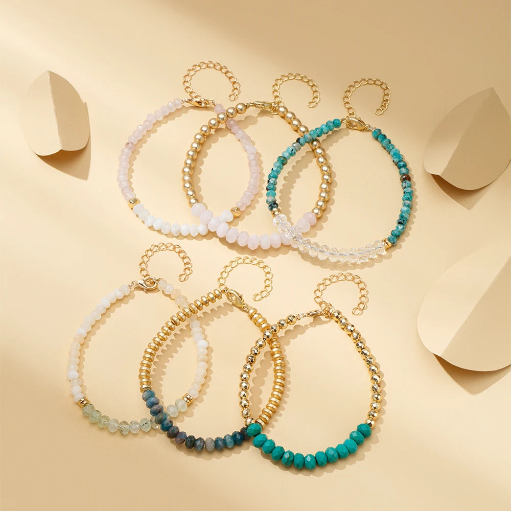 Korean Style Exquisite Cute Miyuki Small Faceted Natural Stone Bead Real Crystal Gemstone Thin Bead Bracelet Women Friendship