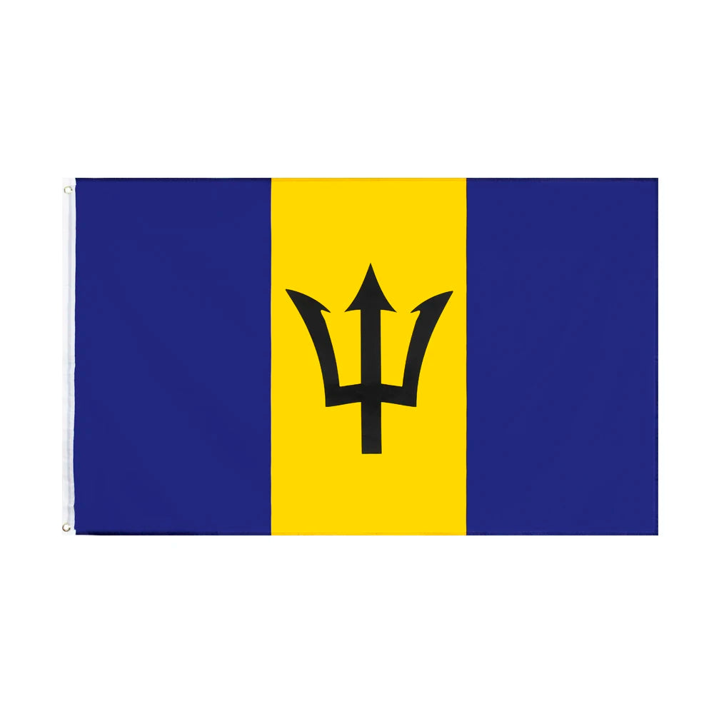 Ready Stock 100% Polyester Flying Style Double Sided Barbados National Flag