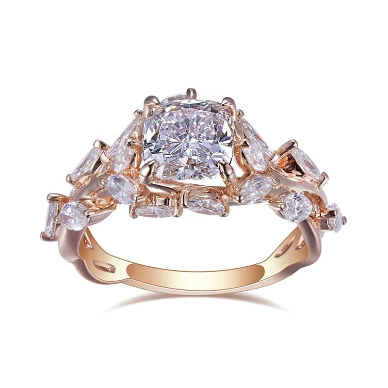 Messi Beautiful Design MSR-920 18K Rose Gold Wedding Diamond Engagement Ring Cushion Cut IGI 1.5CT Lab Diamond Ring