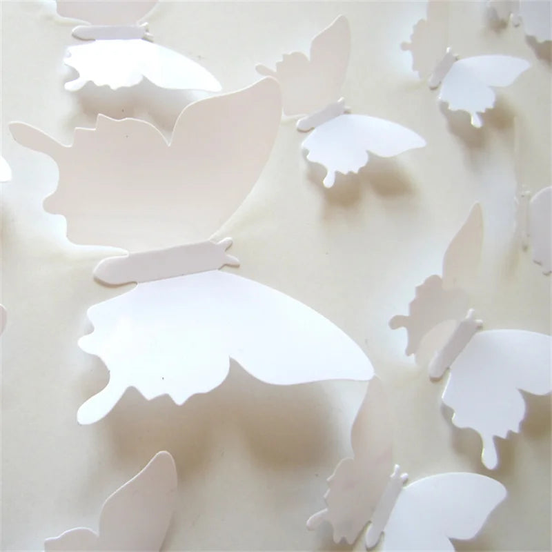 12pcs Modern 3D Butterfly Wall Sticker Decals PVC Handmade Reusable DIY Art Design for Home Room Decor Birthday Wedding