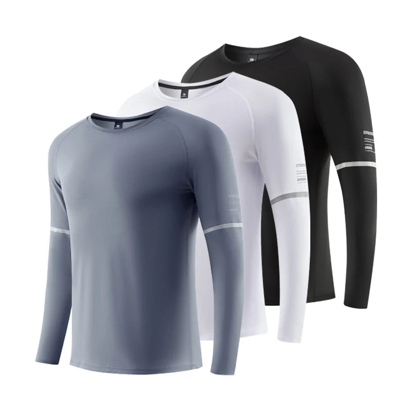 Men's T-shirts Workout Sportswear Long Sleeve Tight Gym T Shirt High Quality Active Wear Athletic Running Blank Printed Knitted