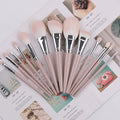 Stock Low MOQ Custom Logo Pink Professional 14 Pcs Wooden Full Makeup Brushes Set No Label Travel Yiwu Bag Case