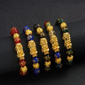 Custom Attract Wealth Six Words Elastic Bracelet Obsidian Gold Pixiu Buddha Bead Bracelet