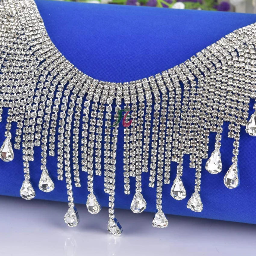 Fancy Tassels Applique Dress Clothing Jewelry Accessories Rhinestone Fringe Chain Teardrop High-quality Trimming Garment Shoes