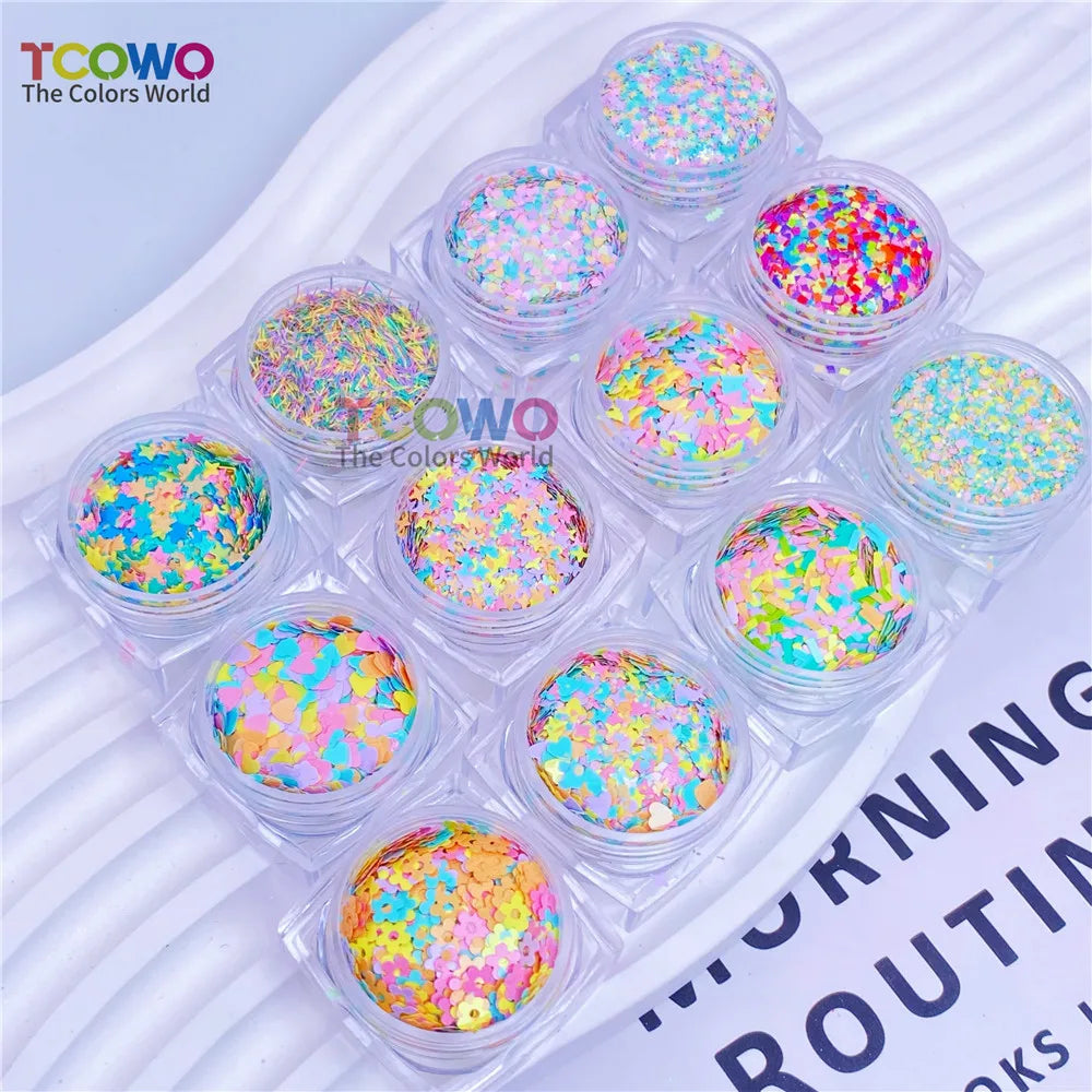Subtle Star-shaped Sequins Macaroon Colors Star Glitter Sequin for Nail Art Hair Beauty Crafting DIY Clothing Sequin Epoxy