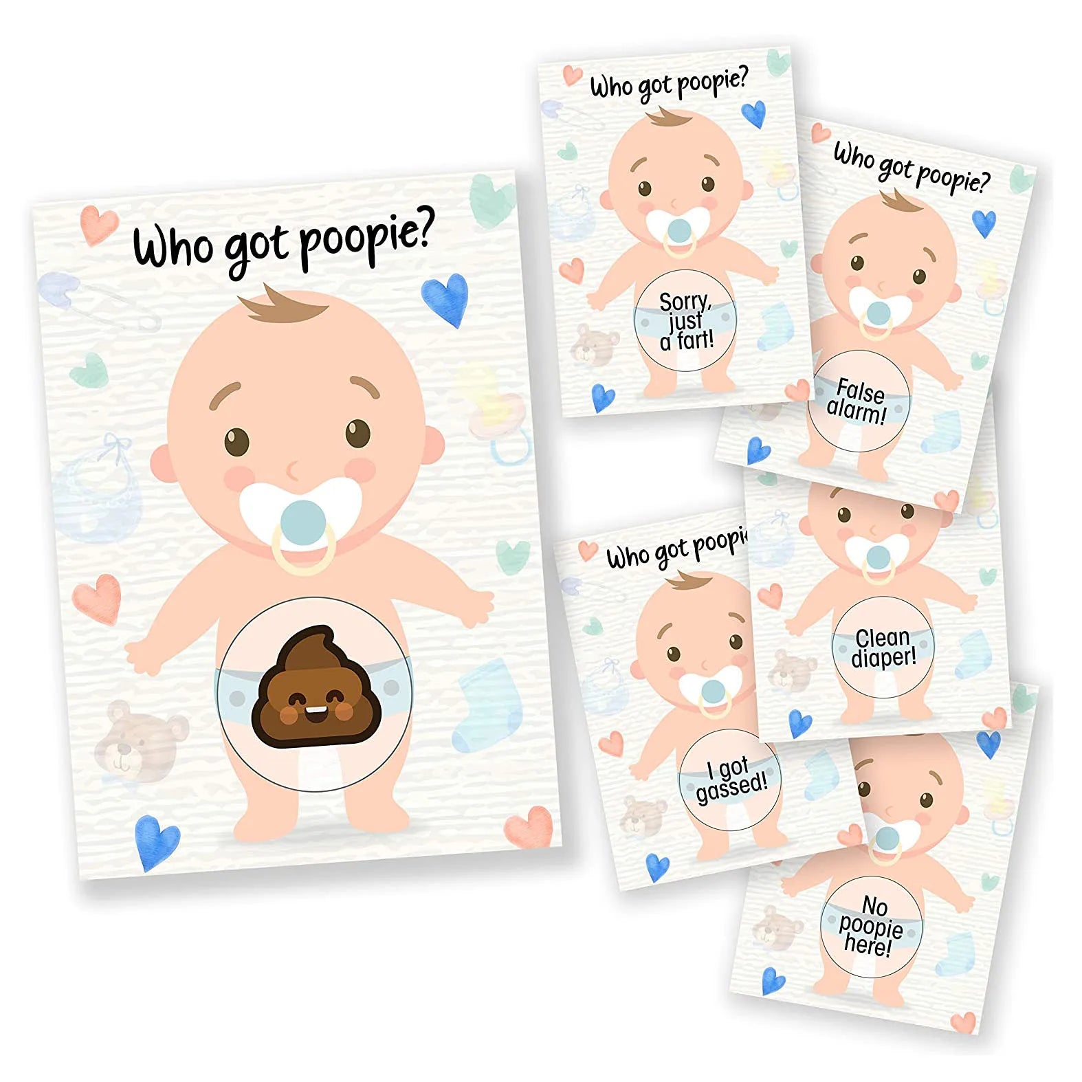 Nicro Baby Shower Lottery Tickets Gender Neutral Silly Ice Breaker Activity Prizes Poopie Character Scratch Raffle Game Card