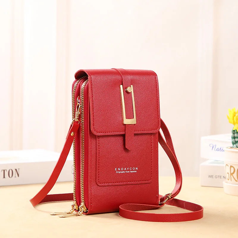 Small Crossbody Bags Lady Touch Screen Cell Phone Mini Bag Fashion PU Leather Wallet for Women