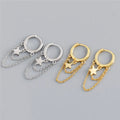 SP Personalized 18K Gold Plated Hoops 925 Sterling Silver Long Tassel Chain Star Drop Earrings