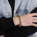 KALEN Hip Hop Gold Plated Tiger Beaded Bracelet Men Stainless Steel With Charms