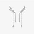 FUAMAY Fashion Jewelry Ladies 925 Silver Earrings Luxury Drop Angel Wings Earrings With Zircon