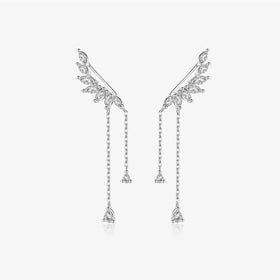 FUAMAY Fashion Jewelry Ladies 925 Silver Earrings Luxury Drop Angel Wings Earrings With Zircon