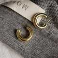 Hypoallergenic 925 Sterling Silver Earrings for Women Chunky Gold Hoop Earrings Minimalist C-Shaped Tube Design