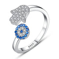 Middle Eastern Lucky Palm Hamsa Evil Eye Rings Adjustable Personality Rings for Women