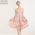 FUNG 6032 Women Long Satin Nightdress With Lace Matching Robe Set Sexy Sleepwear Nightwear