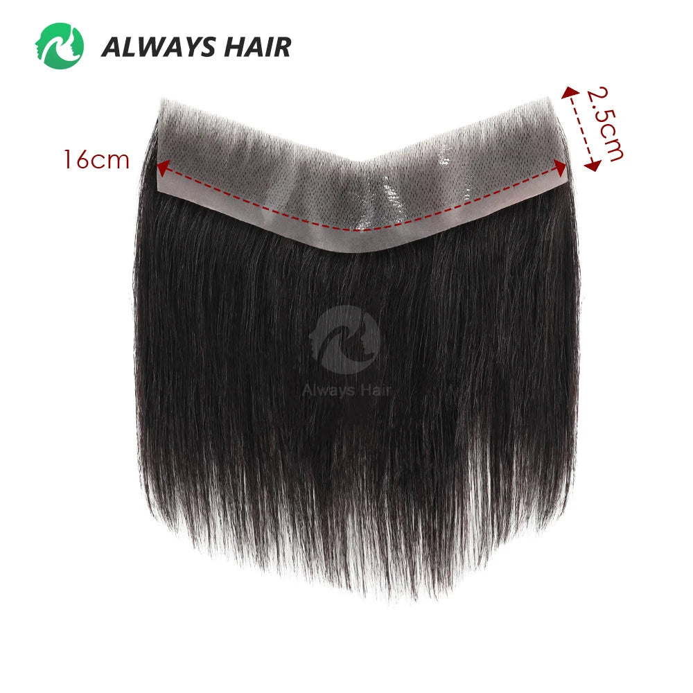 8 Colors 0.08-0.10 PU Man Hair Fringes Forehead Natural Hairline Toupee All V Loop Invisible Bangs Front Line Hair Patch 2.5x16 MegaBDM