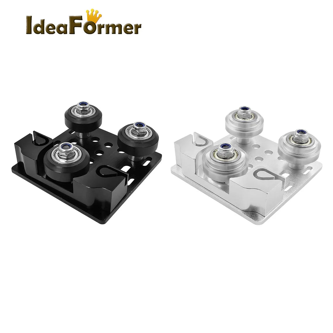 New Ideaformer 2020V X-axis Slider Aluminum Plate with Pulley and Timing Belt Buckle for FDM 3D Printer (Black/Silver)