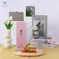 Modern 24K Gold Foil Rose Tabletop Vase Teacher's & Mother's Day Gift with Pink Gift Box Laser Flower Design