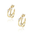 Fashion Clip-on Earrings 925 Sterling Silver Earring Double Layer Two Lines Zircon Gold Plated Ear Clip Earing for Women