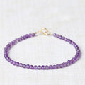 Wholesale Boutique Healing Energy Amethyst Quartz Bracelets 2mm/3mm Natural Uruguay Beaded Gold Chain Geometric Shape Gift
